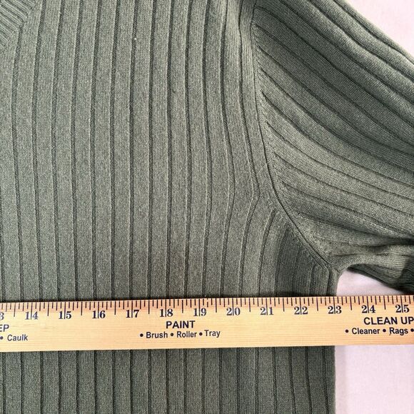 Lands' End Men's XL Cashmere Sweater Green Pullover V neck  Long Sleeve Ribbed - Picture 4 of 10